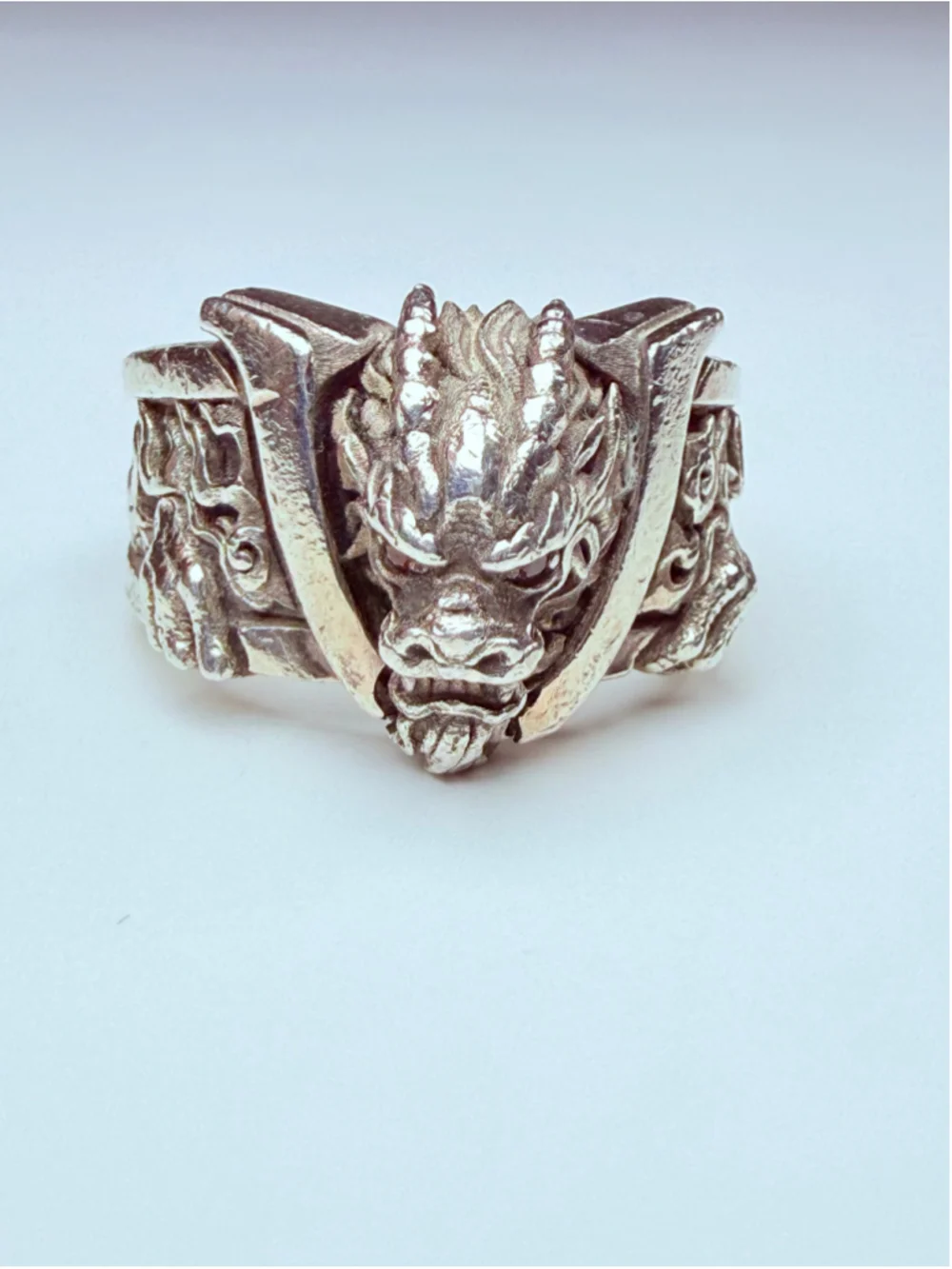 NightRider Bushido Dragon Red Garnet Eye 925 Sterling Silver Warrior Ring $655